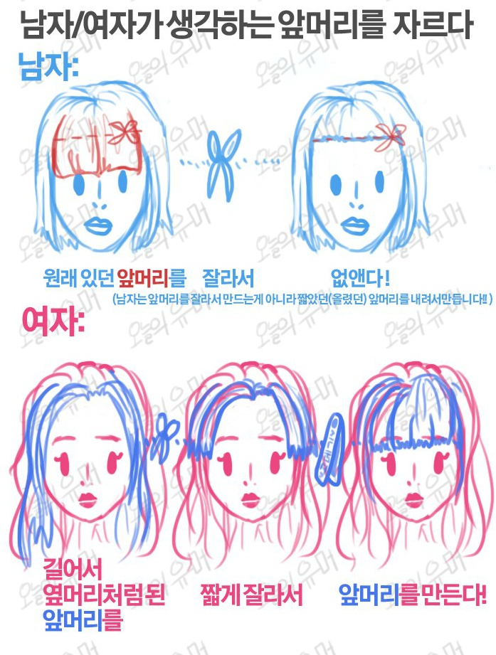 남자/여자가 생각하는 앞머리를 자르다 | 인스티즈