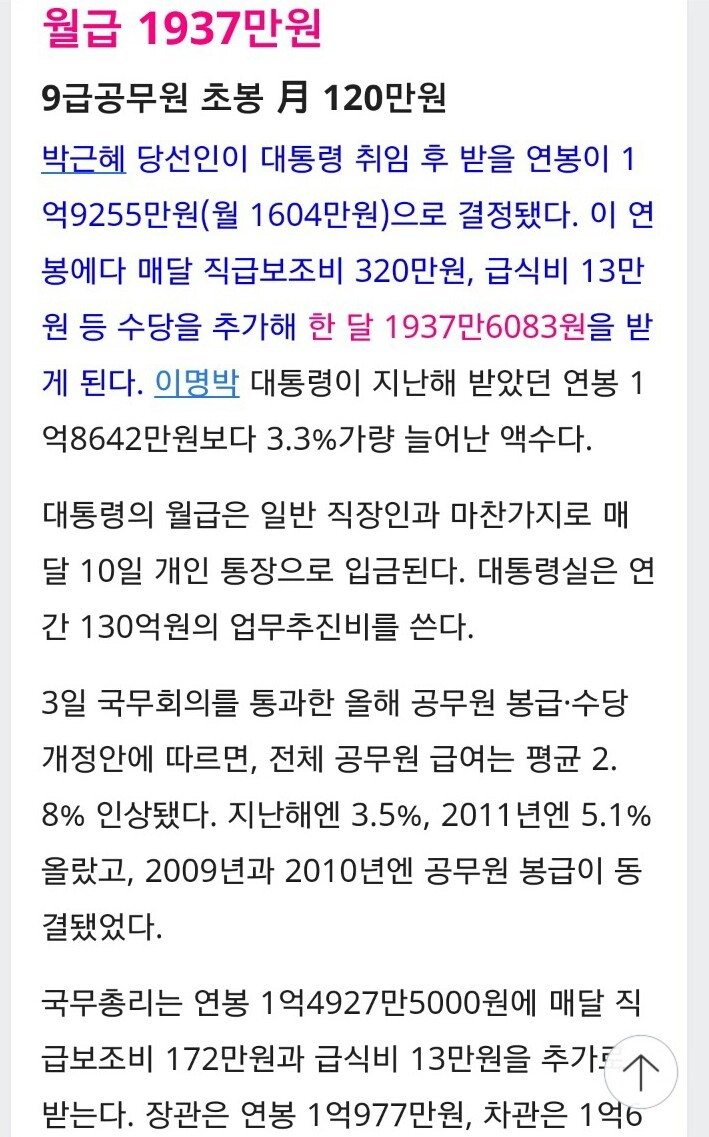대통령 월급 . jpg | 인스티즈