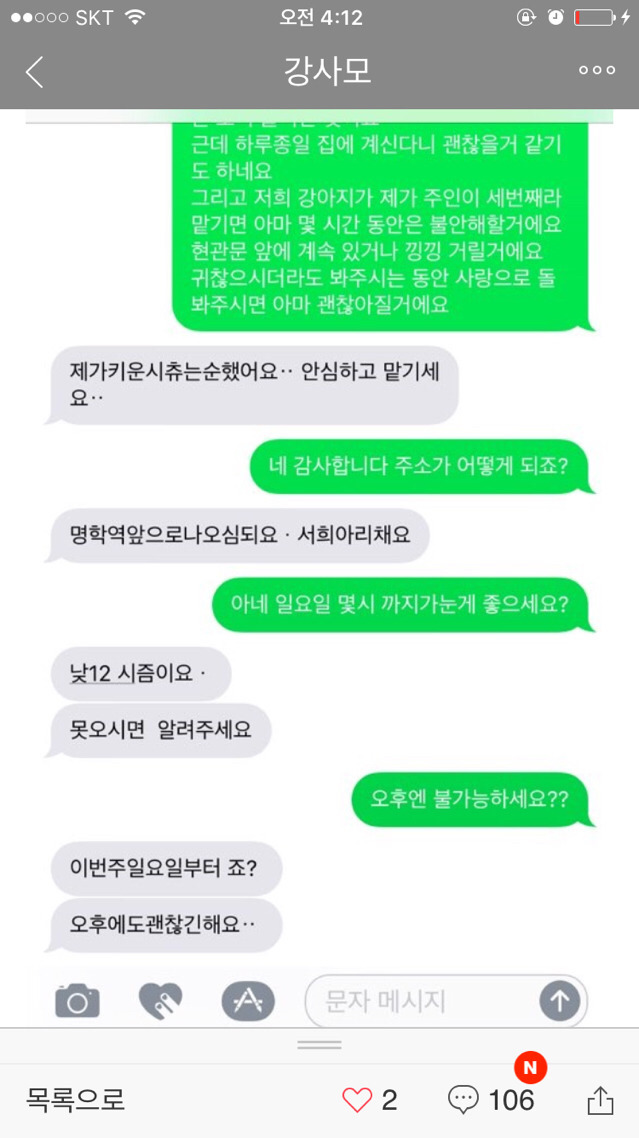펫시터가 잘못했다 vs 견주가 잘못했다 로 갈리는 문자 | 인스티즈