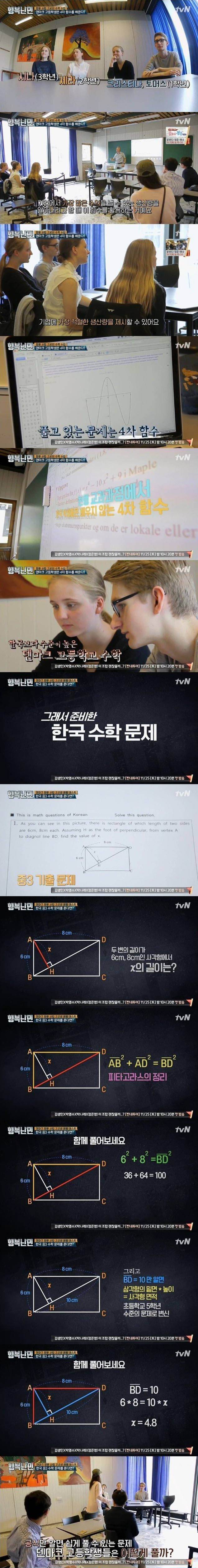 덴마크 고등학생들이 접한 한국 중학교 수학 문제 | 인스티즈