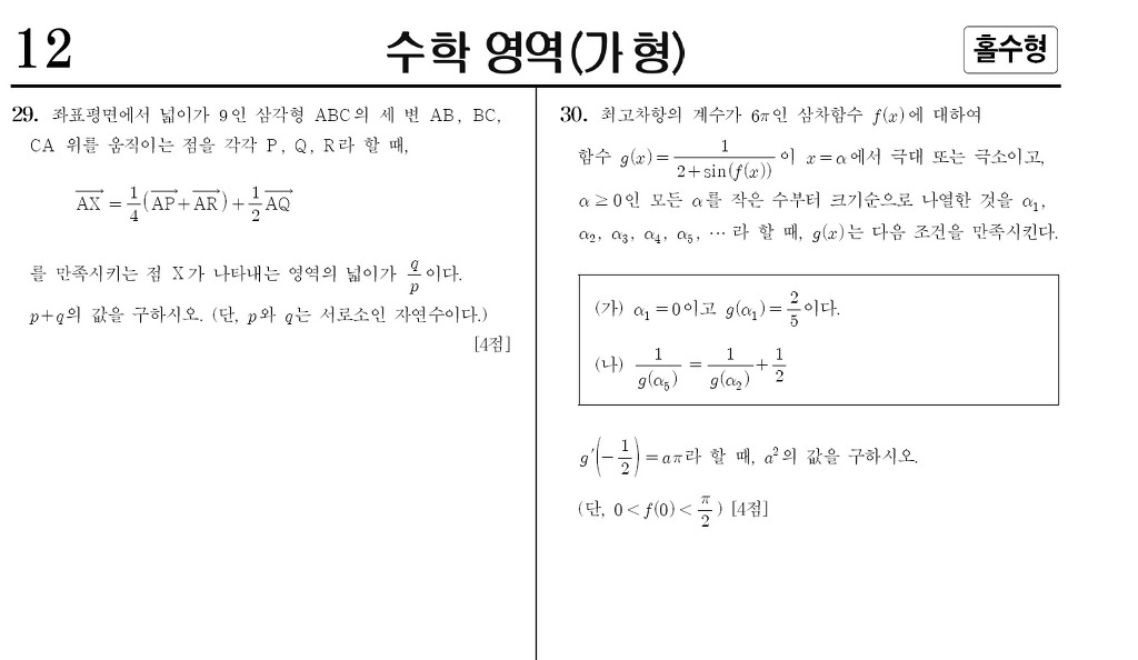 오늘 2019학년도 수학 가형에서 어려웠다고 하는 문제 | 인스티즈